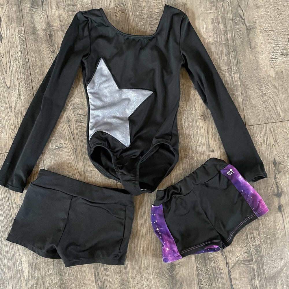 EUC Gymnastics leotard and shorts
